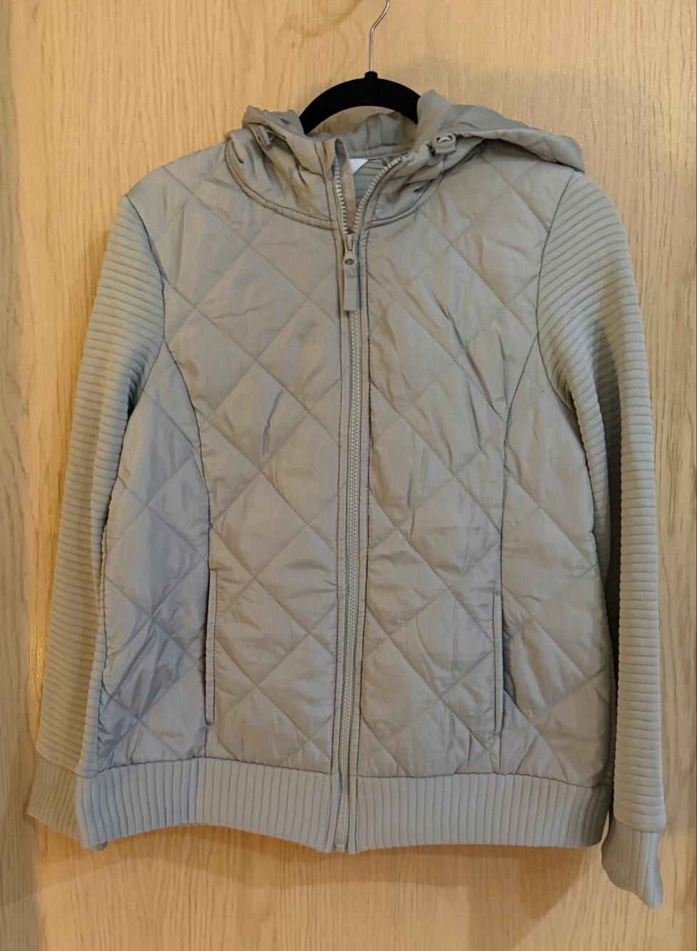 Time and Tru Quilted Ottoman Hooded Zip Up Jacket Gray NWT Women’s M